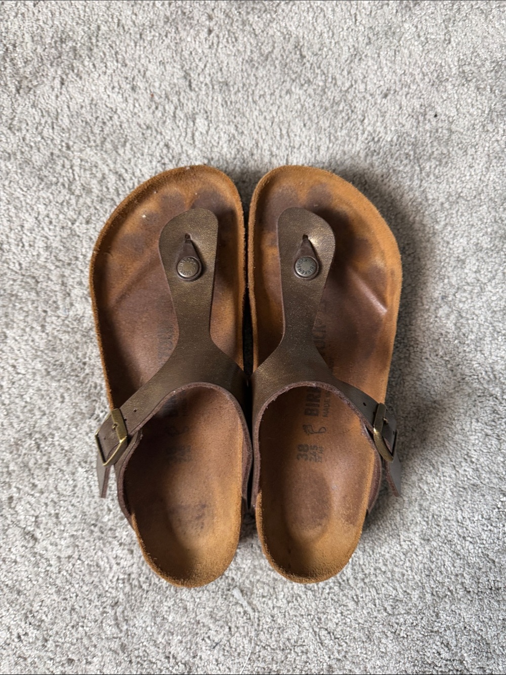Birkenstock Brown Leather Toe-Post Sandals